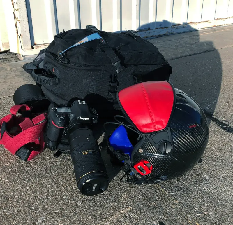 James Darcy 6 Horus Flight Helmet and Nikkon Camera 1